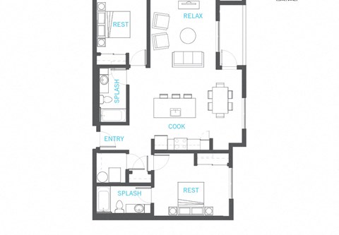 Two Bed Two Bath Floor Plan Two Bed Two Bath Floor Plan at Vue 22 Apartments, Washington